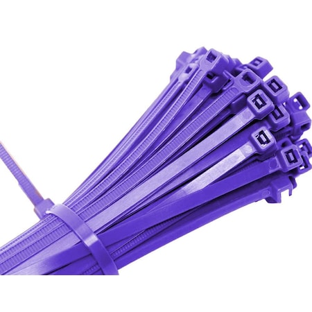 Us Cable Ties Cable Tie, 4 in L, 3/4 in Max Bundle Dia., Purple, Nylon 6/6, 18 lb Strength, 100 PK LD4PR100